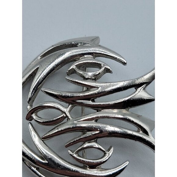 Norman Bel Geddes Brooch Pin Silver Tone Flow Of Motion Signed Estate Rare 1950s - Picture 15 of 16